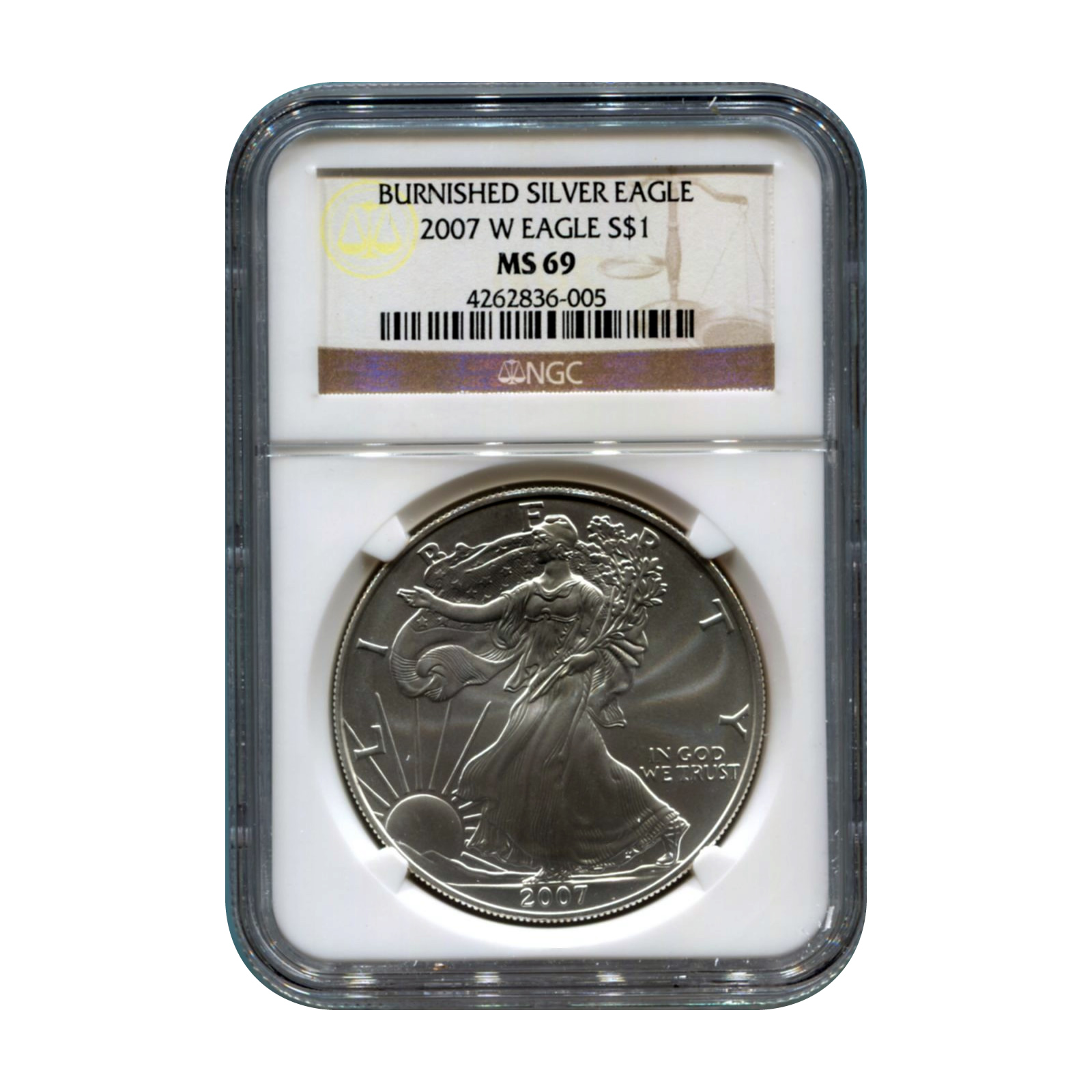 Burnished 2007-W Silver Eagle MS69 NGC | Golden Eagle Coins