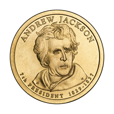 ANDREW JACKSON ONE DOLLAR PRESIDENTIAL COINS UNCIRC MINT ROLL {25 COINS}
