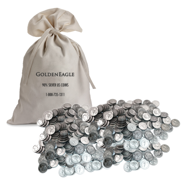 90 Silver Washington Quarters 1000 pcs. Golden Eagle Coins