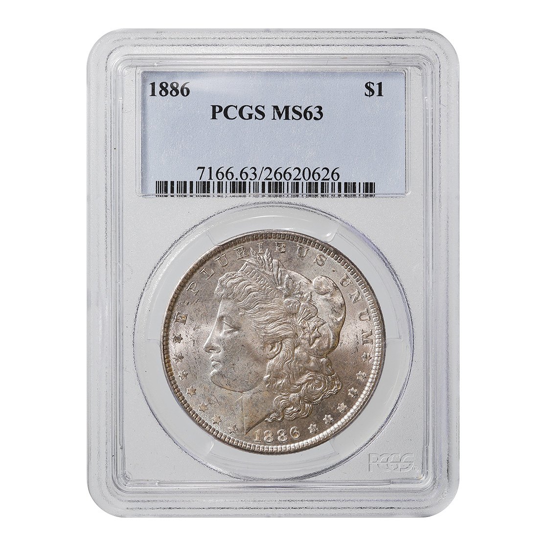 Certified Morgan Silver Dollar 1886 MS63 PCGS Golden Eagle Coins