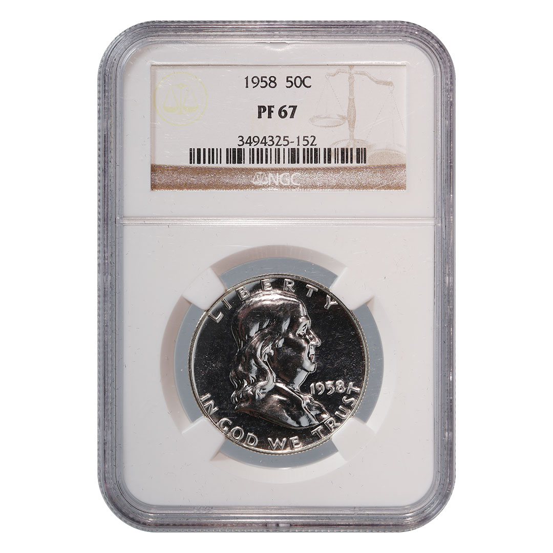 1958 Franklin Silver Half Dollar 50c ~ NGC PF67 ~ STUNNING PROOF!
