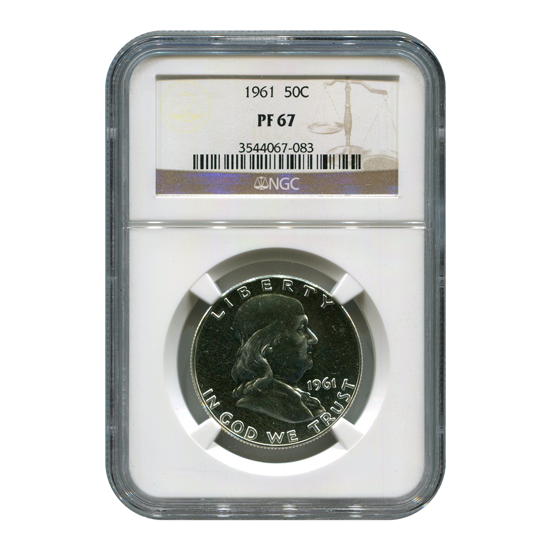1961 NGC PF67 PROOF FRANKLIN HALF DOLLAR WHITE COINS 50 c 90/% SILVER