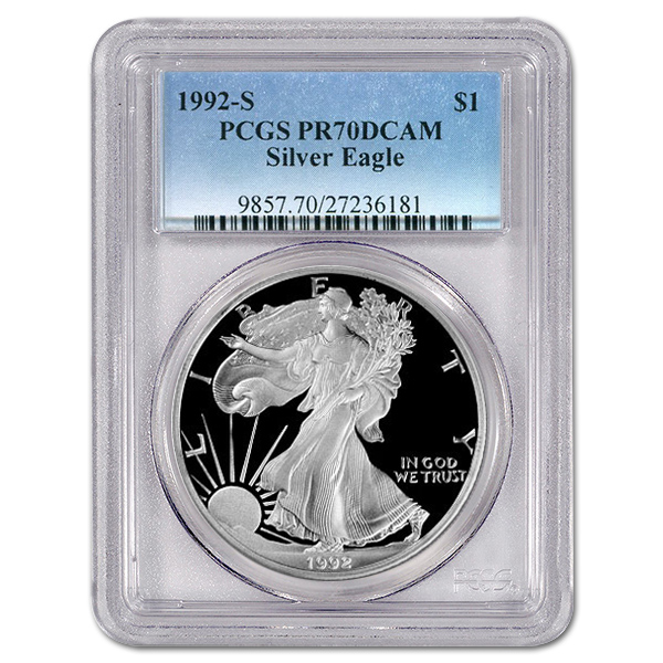 1992-S American Silver Eagle Proof PCGS PR70 DCAM