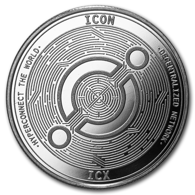1 oz Silver Bullion Cryptocurrency Icon Round .999 fine