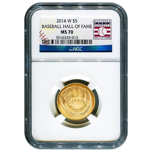 Certified Commemorative $5 Gold 2014-W Baseball Hall Of Fame