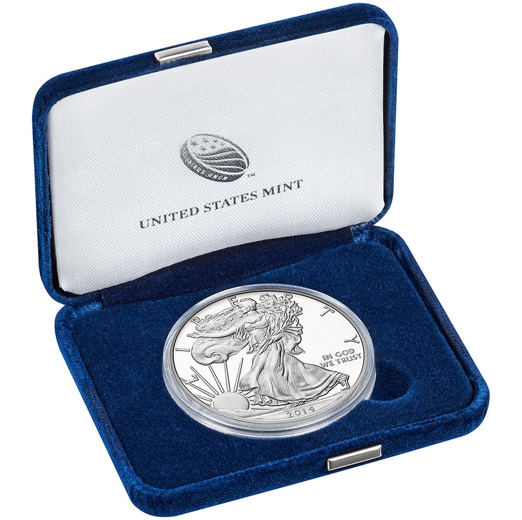 Proof Silver Eagle 2014W Golden Eagle Coins