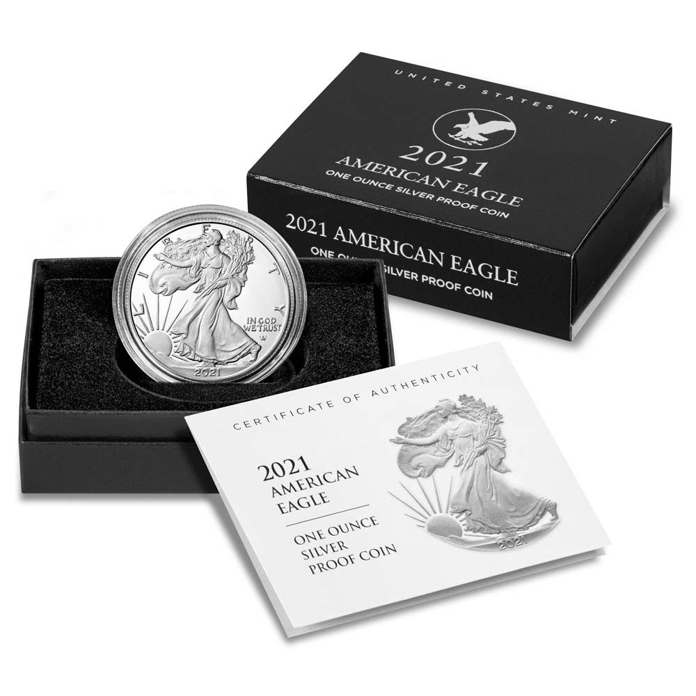 Proof Silver Eagle 2021W Type2 Golden Eagle Coins