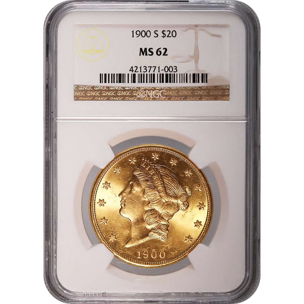 Certified US Gold $20 Liberty 1900-S MS62 NGC | Golden Eagle Coins