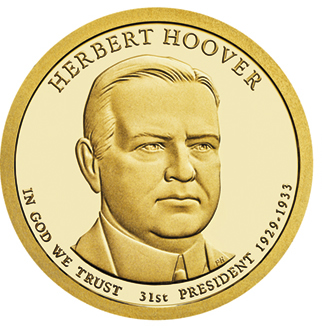 hoover herbert dollar presidential coin usa 1929 1933 dollars coins series pcs roll gold stamp golden 1965 5c