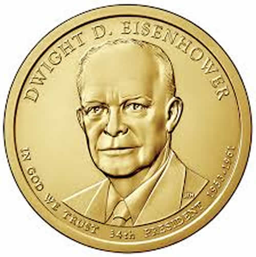 Presidential Dollars Dwight Eisenhower 2015P 25 pcs (Roll) Golden