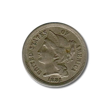 Three Cent Nickels XF