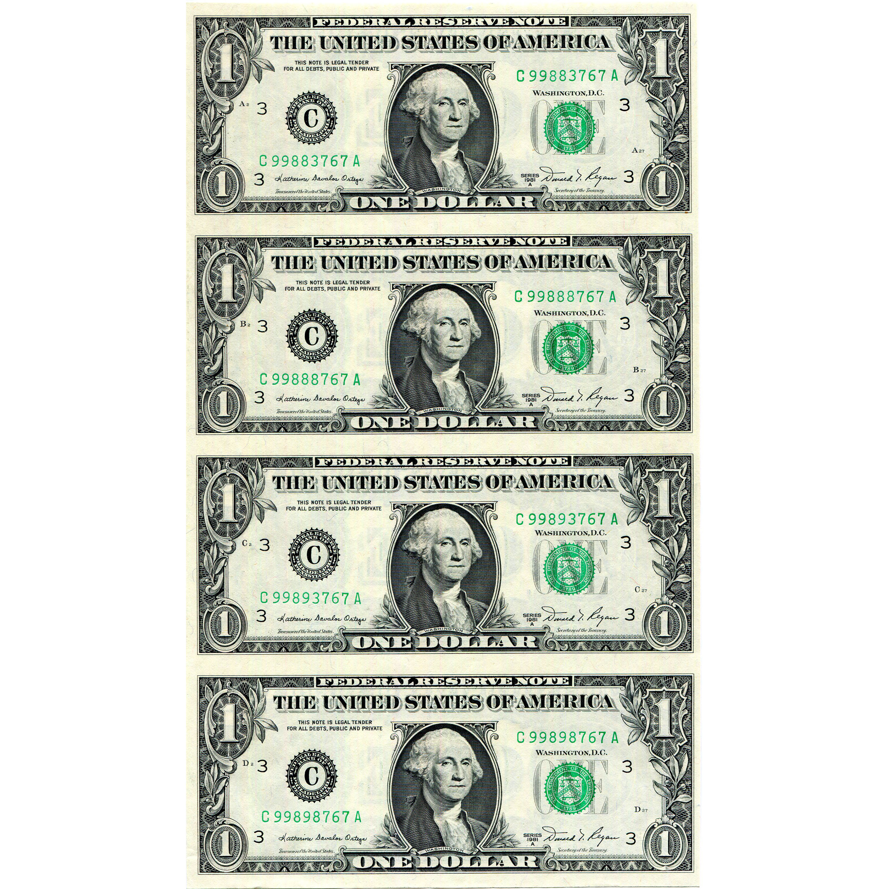 $1 Uncut Currency Sheets $1 Uncut Currency Sheets