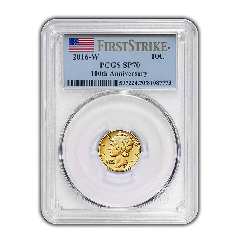 2016-W 1/10 oz Gold Mercury Dime Coin NGC SP70