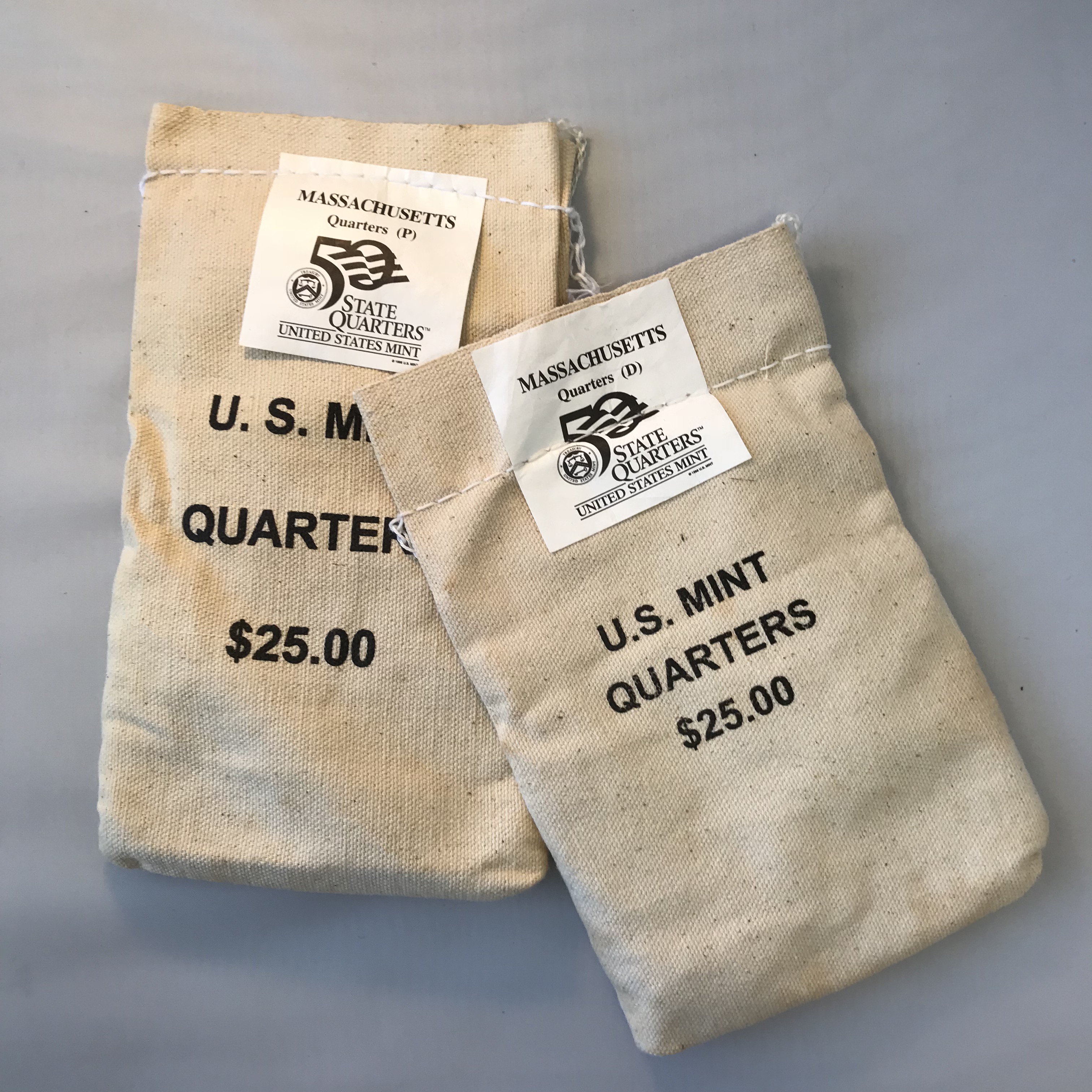Massachusetts 25 Quarter Mint Bag Unopened 2000 P & D Golden Eagle Coins