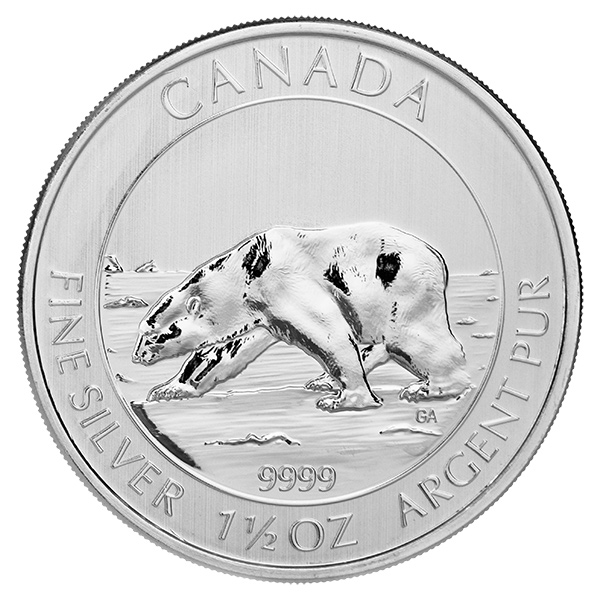 2013 Canadian Silver $8 Polar Bear 1.5 Ounces